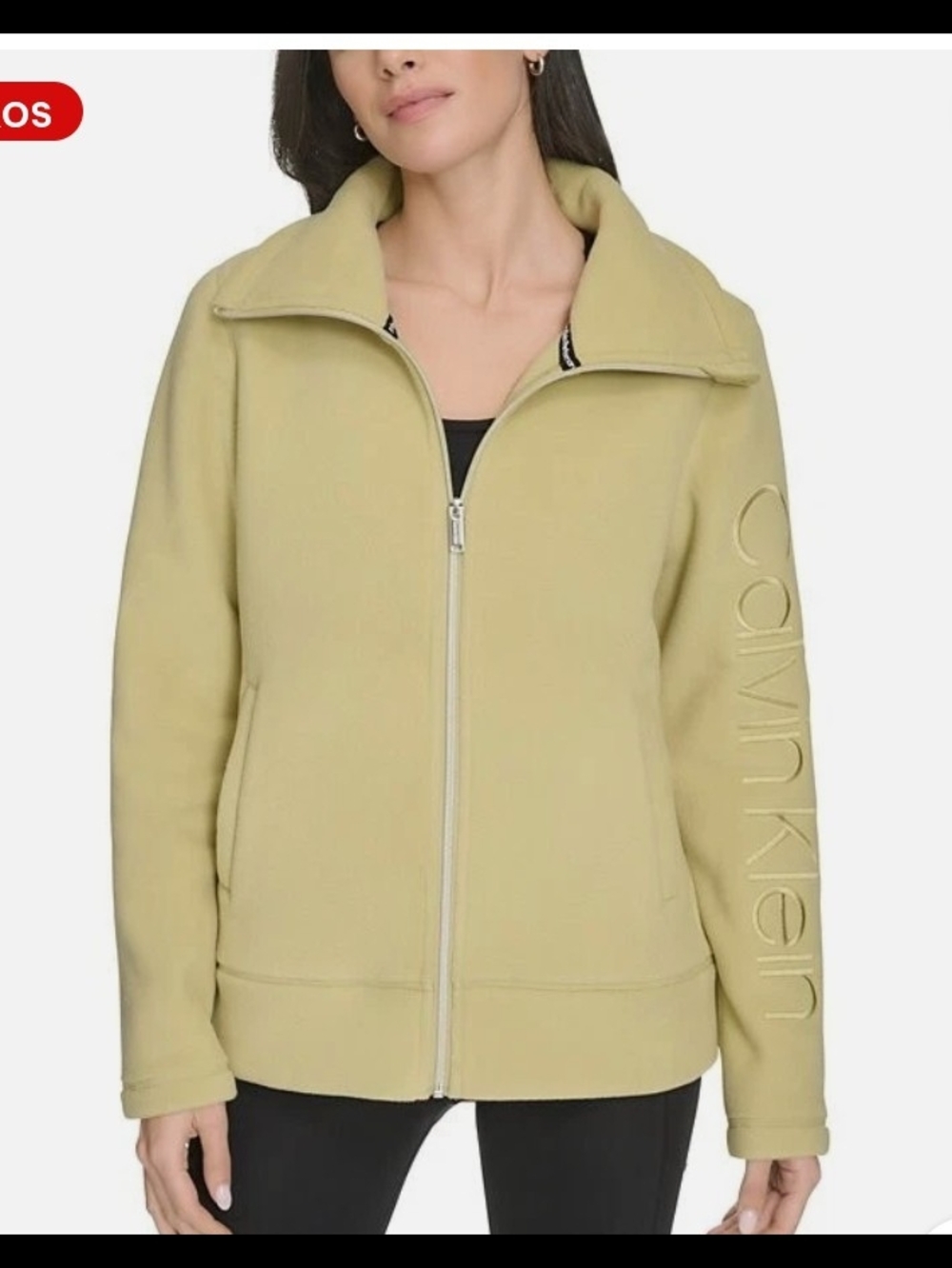 Calvin Klein Women's Light Olive Zip-Front Jacket